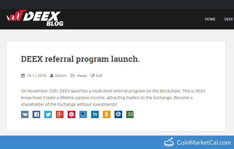 DEEX Referral Program Launch image