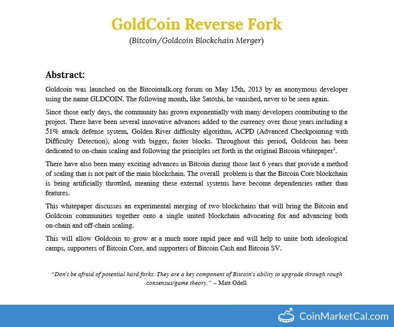 GoldCoin Reverse Fork image