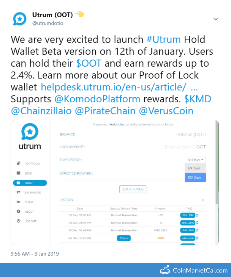 Utrum Hold Wallet Launch image