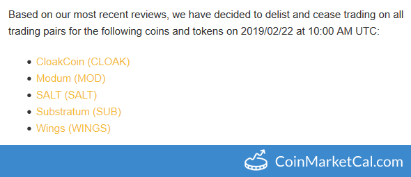 Delisting from Binance image