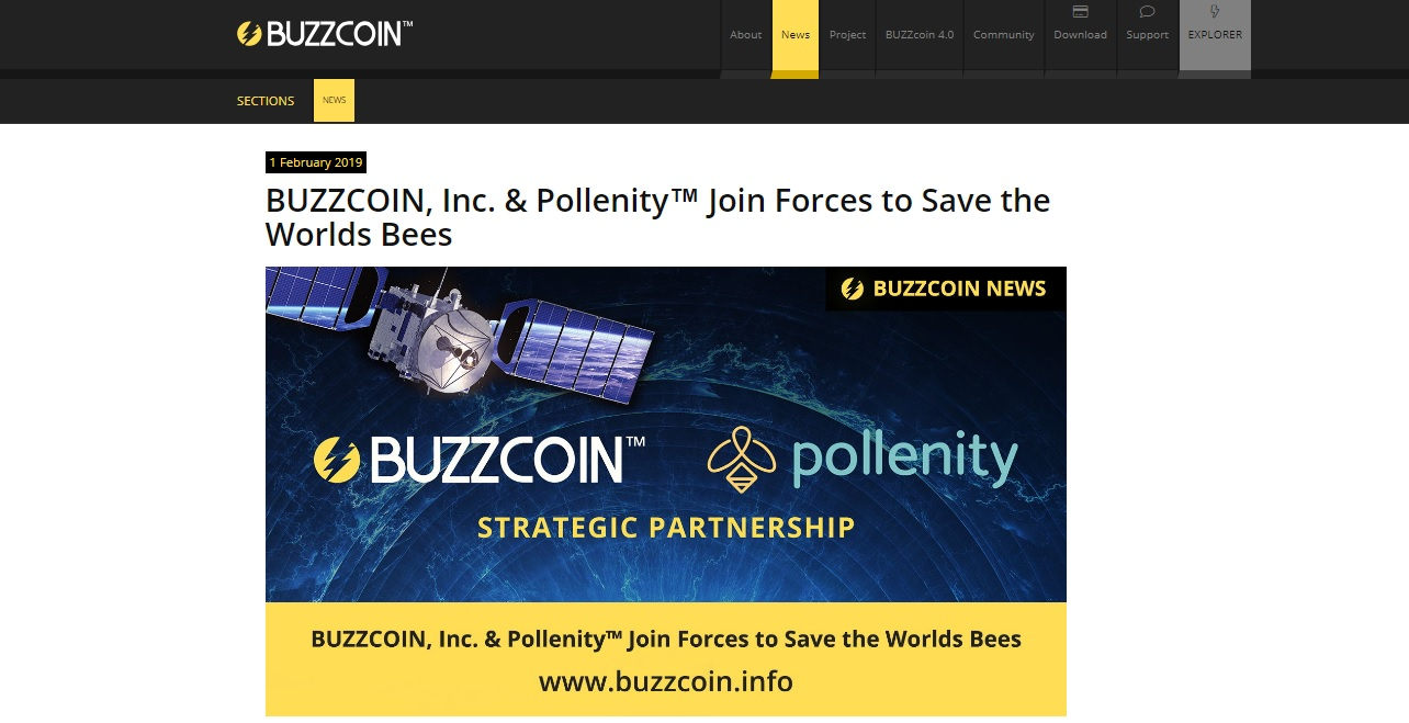 BUZZcoin partnership with Pollenity announced image