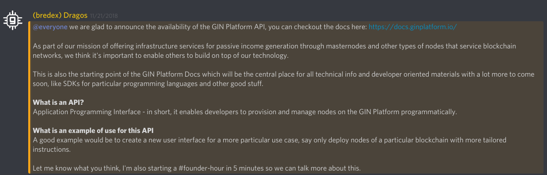 Our REST API becomes available for developers to build apps on the GIN Platform image