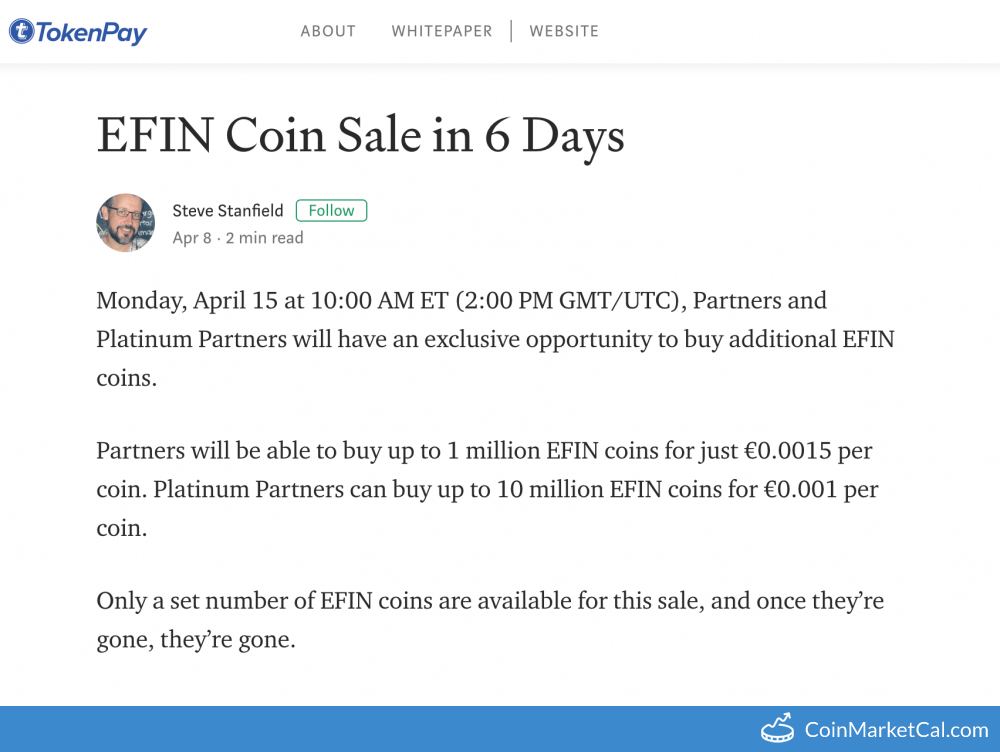 TokenPay EFIN Coin Sale image