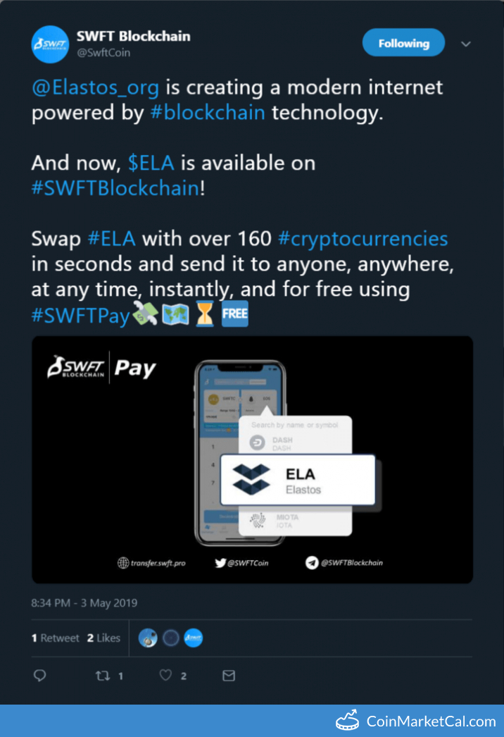 SWFT Blockchain Adds ELA image