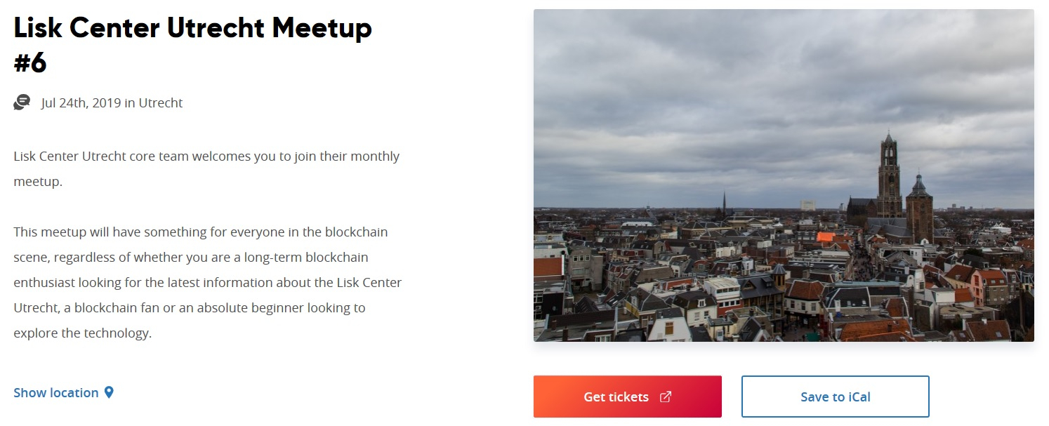 Lisk Center Utrecht: Blockchain Meetup image
