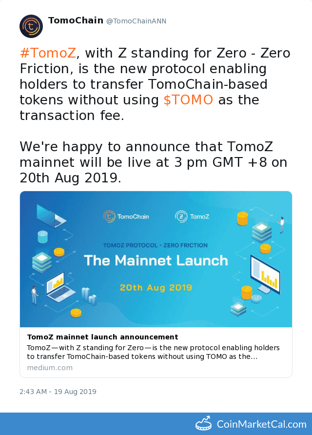 TomoZ Mainnet Launch image