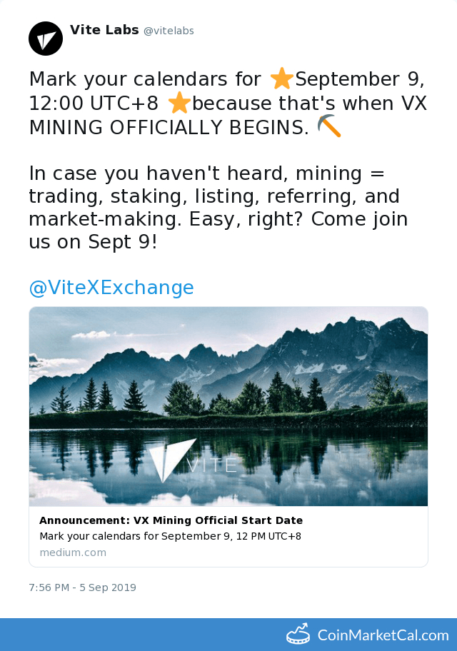 VX Mining Begins image