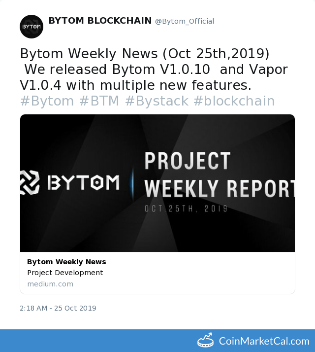 Bytom Weekly News image