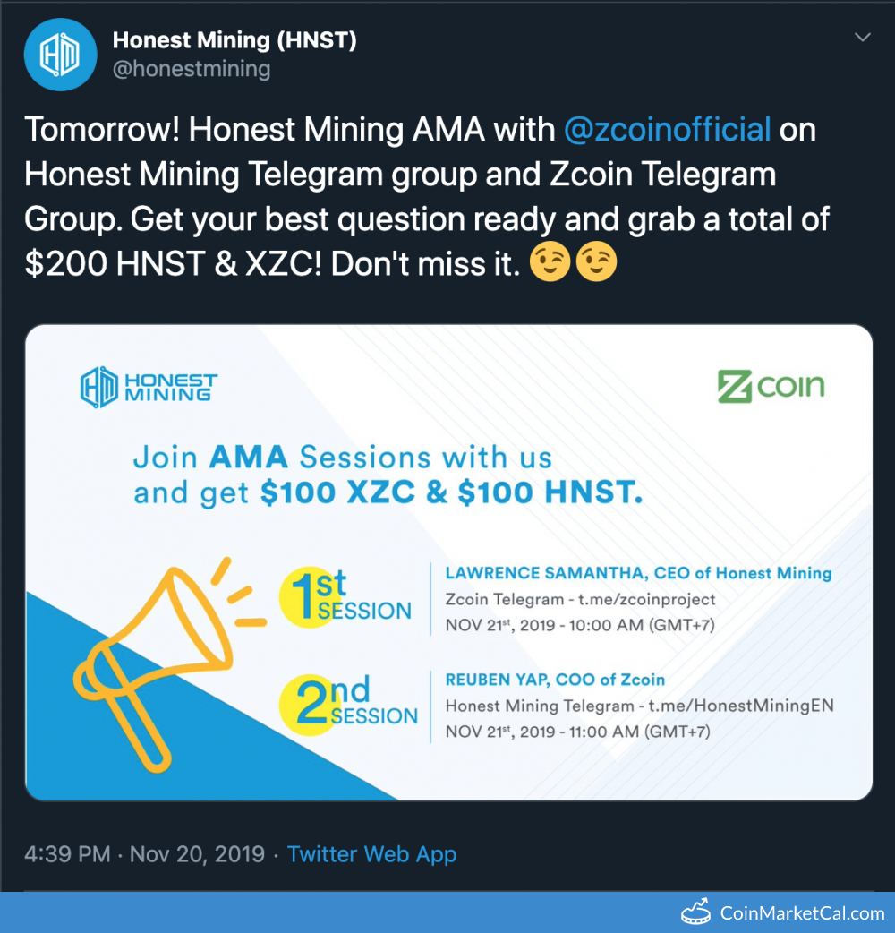 Honest AMA With ZCoin image