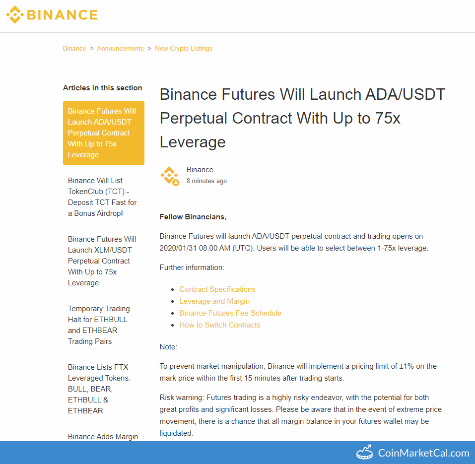 Binance ADA/USDT Futures image
