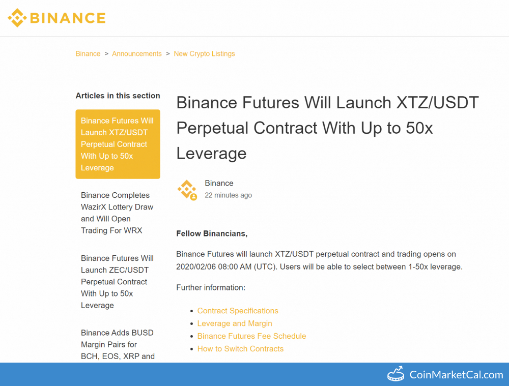 Binance XTZ/USDT Futures image