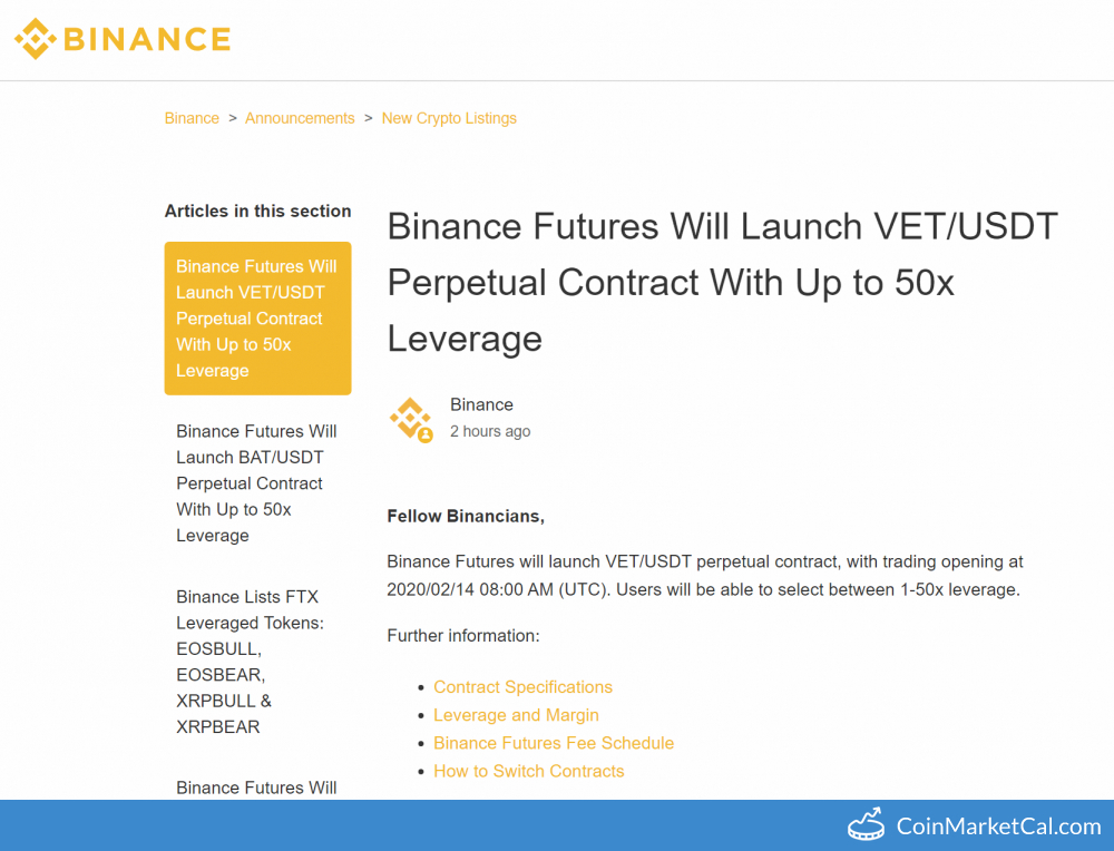 Binance VET/USDT Futures image