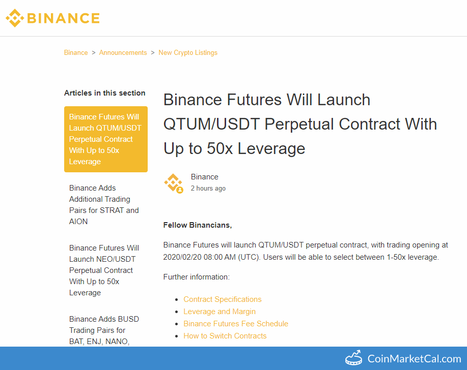 Binance QTUM/USDT Futures image