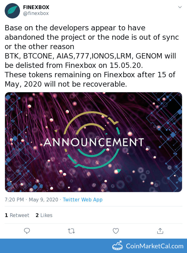 FINEXBOX Delisting image