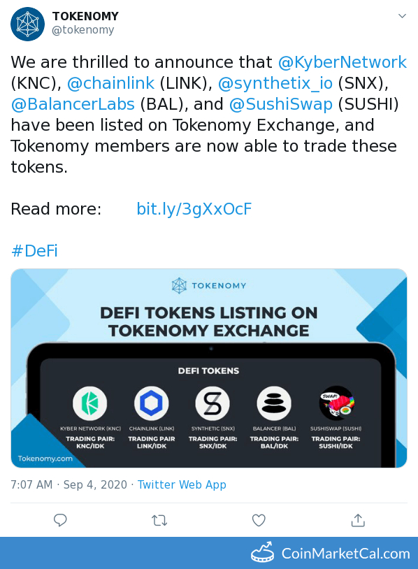 Tokenomy Exchange Listing image