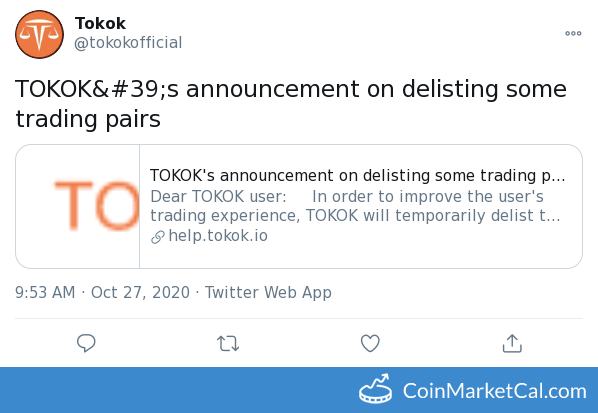 TOKOK Delisting image