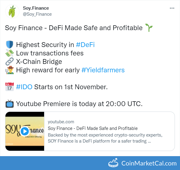 Soy Finance IDO Starts image