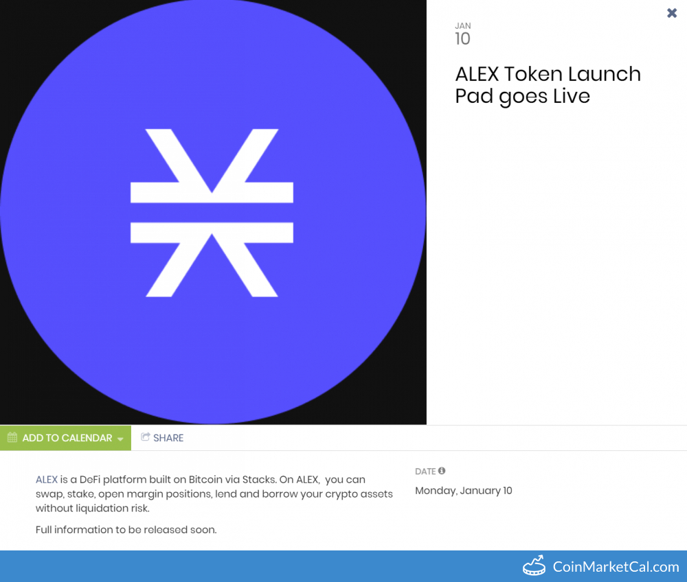 ALEX Token Launchpad Live image