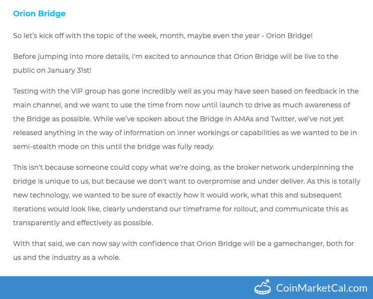 Orion Bridge Launch image