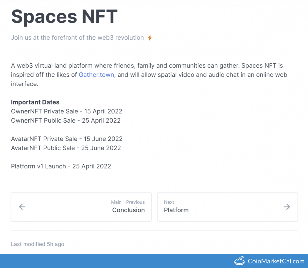 Spaces NFT Roadmap Update image