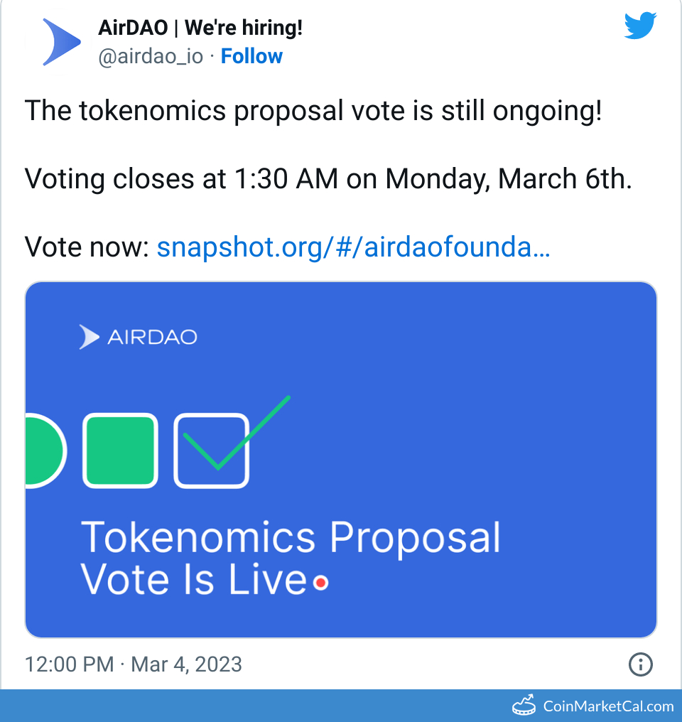 Tokenomics Proposal Vote image