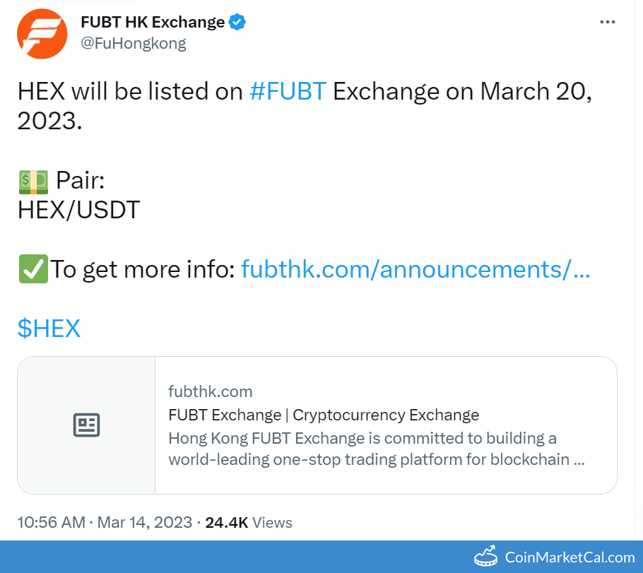 FUBT Exchange Listing image