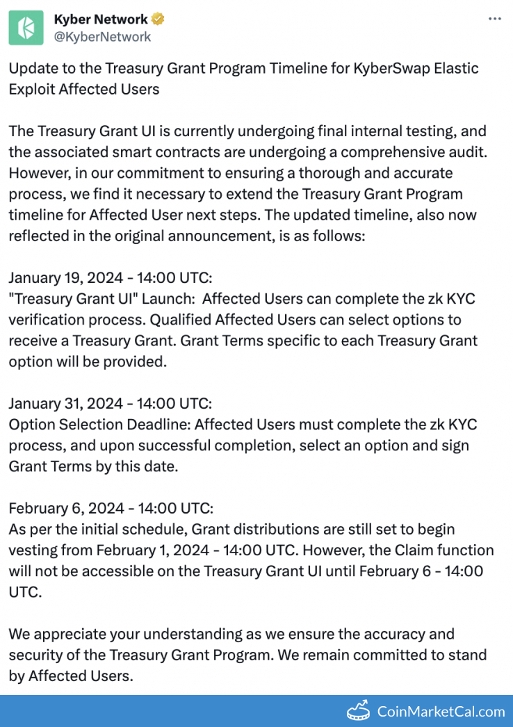 Treasury Grant UI image