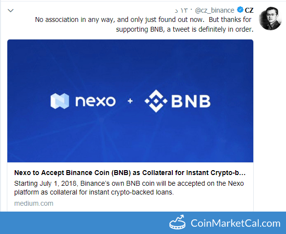 Nexo to Accept BNB Coin image