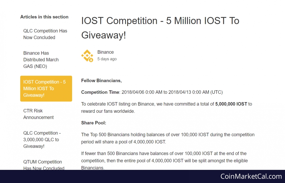 5 Million IOST Giveaway image