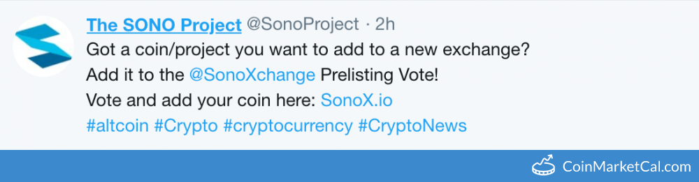 SonoX Exchange Prelisting image