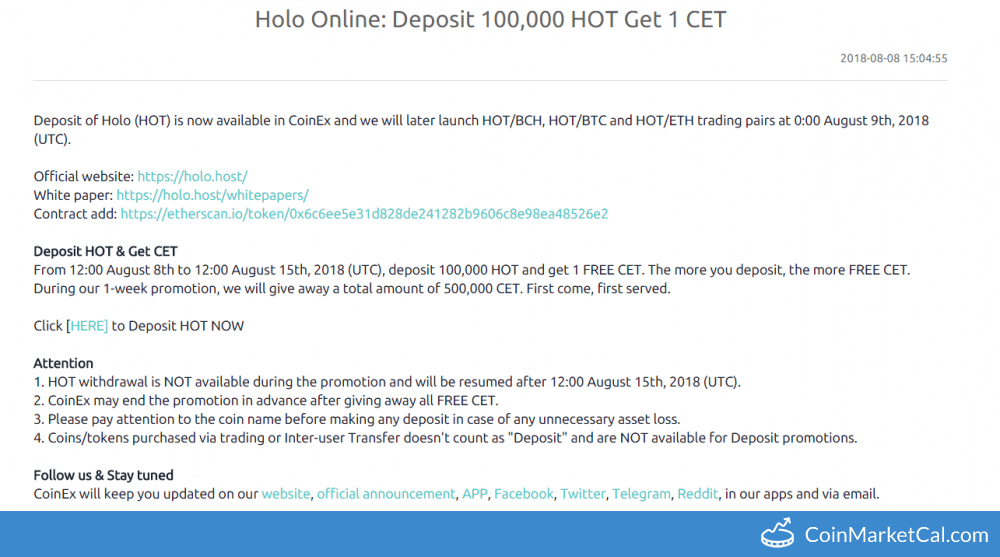 Deposit HOT Get CET image