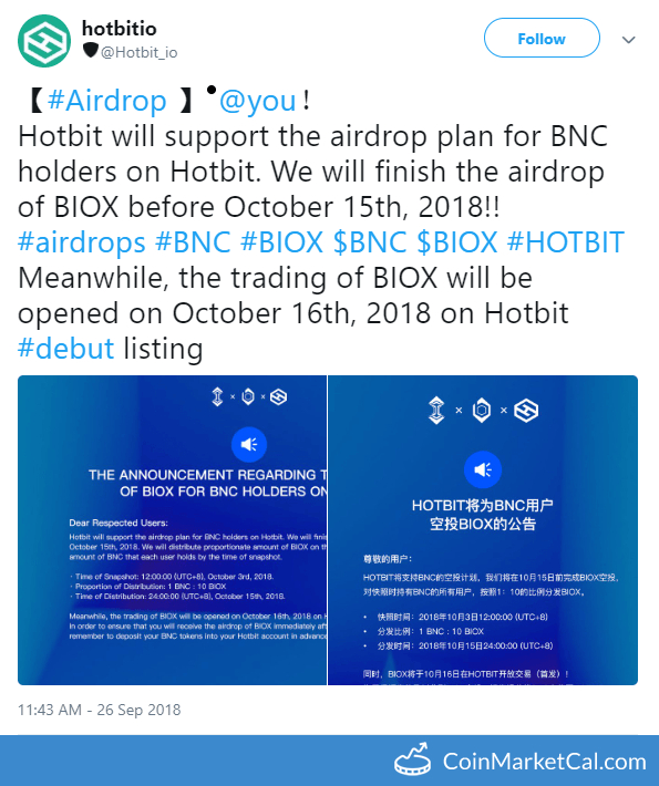 BIOX Exchange Listing image